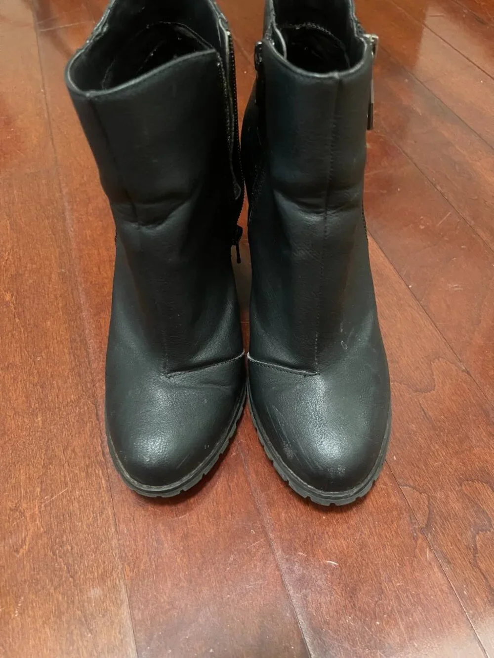 Call It Spring Black Chunky Heel Lug Sole Ankle Boots Size 8
